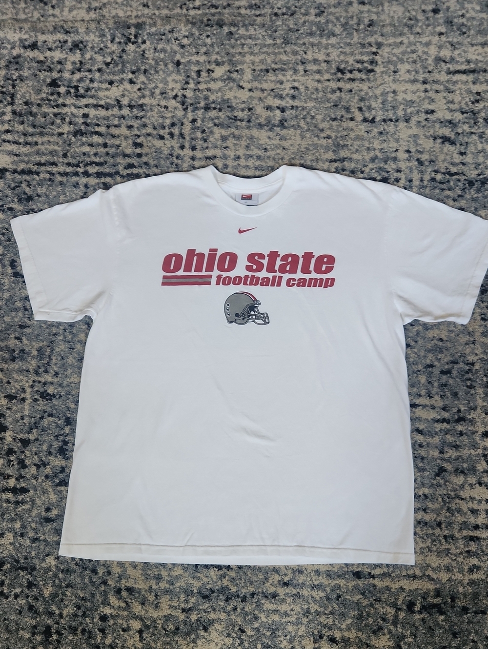 Nike White T‑Shirt with Scarlet Ohio State Football Camp Logo